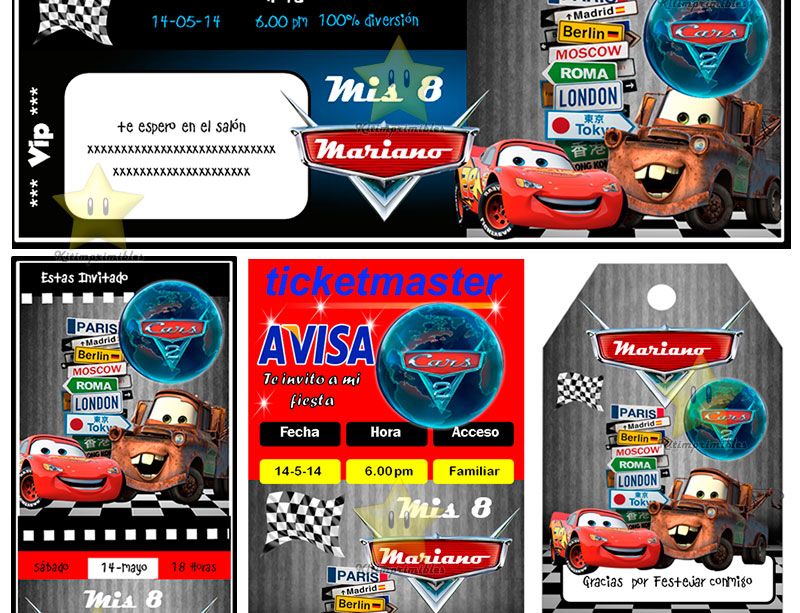 Kit Imprimible Candy Bar Golosinas De Cars Tita Yapa Y Mas kit